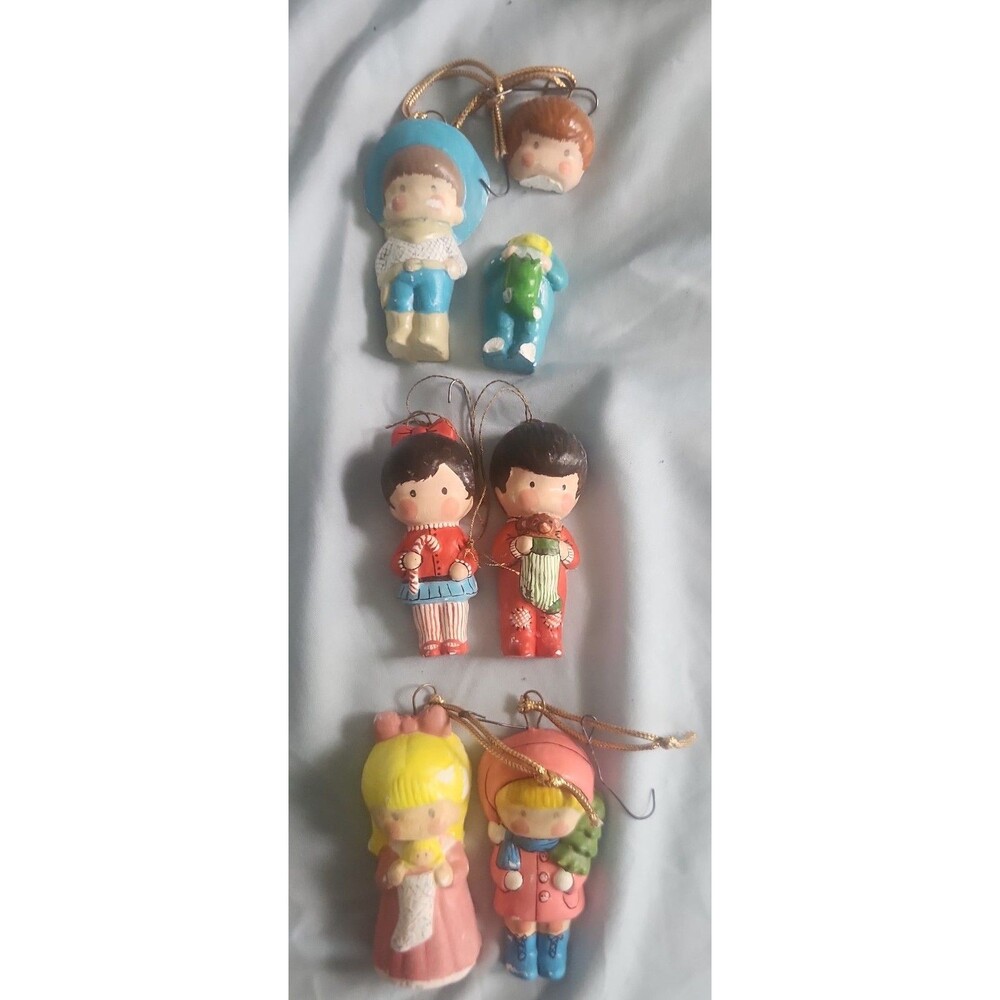 Vintage Joan Walsh Anglund Ceramic Christmas Ornaments Lot - Set of 6 (READ)